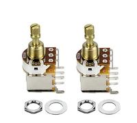 Adjustable Resistor,2PCS A250K/B250K/A500K/B500K Push Push Bounce Switch Potentiometer Audio Taper Pot Short Split Copper Shaft for Electric Guitar Bass Volume/Tone Controls(Short Split Shaft,B250K)