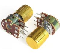 Adjustable Resistor,5 Set WH148 Potentiometer 15MM 6Pin with 15x17mm Gold Knob Caps Potentiometers kit 1K 2K 5K 10K 20K 50K 100K 250K 500K 1M(5K Ohm)