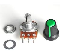 Adjustable Resistor,5 Set WH148 Potentiometer 1K 2K 5K 10K 20K 50K 100K 250K 1M with Green AG2 Knob Cap Linear Potentiometers Kit 15mm 3pin(20K Ohm)