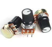 Adjustable Resistor,5 Set WH148 Potentiometers Kit 1K 2K 5K 10K 20K 50K 100K 250K 1M with White AG3 Knob Cap 15mm 3pin Linear Potentiometer(5K Ohm)