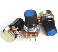 Adjustable Resistor,5Set 15mm WH148 Linear Potentiometer 3pin Potentiometers Kit 1K 2K 5K 10K 20K 50K 100K 250K 1M with Blue AG3 Knob Cap(1K Ohm)