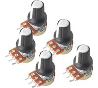 Adjustable Resistor,5Set WH148 Linear Rotary Taper Potentiometer 1K-1M Ohm Variable Resistors 3Pin Shaft 15mm with Nuts,Washers and White AG2 Knobs(20K Ohm)