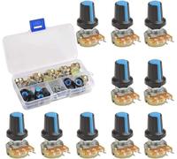 Adjustable Resistor,Potentiometer 10pcs WH148 Potentiometer 10 Value + Knobs,15mm 3pin Potentiometer kit Electronic Component(1M Ohm)