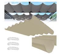 Adjustable Retractable Awning Waterproof UV Protection Shade for Patio Pergola Wave Roll Up Design Khaki 1.5 x 10m (W x L)