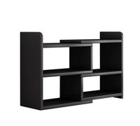 Adjustable Retractable Desk Bookshelf - Thickened Wood Corner Storage Rack 90° Rotatable Desktop Organizer for Home Office & Dorm (Black 30x17x56)