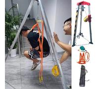 Adjustable Retractable Tripod Rescue System Kit - Heavy-Duty Aluminum Lifting Equipment with 1200lbs Safety Harness for Confined Space Fall Arrest and Rescue Operations
