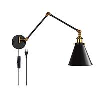 Adjustable Retro Long Arm Wall Light with Switch Industrial Black E27 SconceMetale &Joints Perfect for Bedroom &Decor