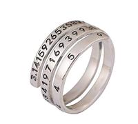 Adjustable Ring For Women,S Sterling SilverSilver Retro Multi-Layer Pi Digital Fashion Adjustable Open Knuckle Tail Ring Finger Joint Toe Ring Jewelry For Women Girls Gift Wedding Mother'S Da