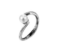 Adjustable Ring For Women,Vintage Silver Distressed Inlaid Imitation Pearls Elegant Charm Adjustable Open Knuckle Tail Ring Finger Joint Toe Ring Jewelry For Women Girls Gift Wedding Engagement Moth