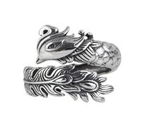 Adjustable Ring,Sterling Adjustable Ring for Women Retro Simple Chinese Carving Phoenix Feather Hoops Statement Stacking Open Finger Circle Charm Jewelry for Daily Wear Gift