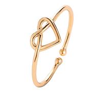 Adjustable Ring with Opening Engagement Heart Women Wedding Ring Cutout Heart Ring for Women High Low Ring for Daughter (Gold, One Size)