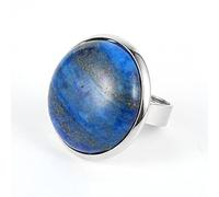 Adjustable Rings, Adjustable Crystal Ring 25Mm Round Lapis Lazuli Open Ring Nature Stone Silver Ring Creative Eternity Ring Charming Jewelry Gifts For Women Men Teens