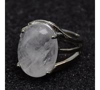 Adjustable Rings, Adjustable Crystal Ring Oval White Crystal Stone Open Ring Nature Stone Silver Ring Creative Eternity Ring Charming Jewelry Gifts For Women Men Teens