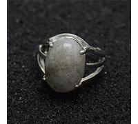 Adjustable Rings, Adjustable Crystal Ring Silver Four Claws Oval Labradorite Stone Adjustable Open Ring Eternity Ring Charm Jewelry Gifts For Men Women