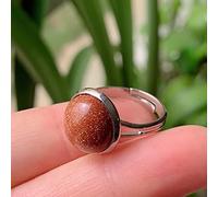 Adjustable Rings, Adjustable Crystal Ring Small Round Goldstone Open Ring Nature Stone Silver Ring Creative Eternity Ring Charming Jewelry Gifts For Women Men Teens
