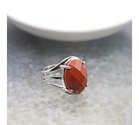 Adjustable Rings For Women, Adjustable Crystal Ring Oval Cut Red Jasper Stone Open Ring Nature Stone Silver Ring Creative Eternity Silver Ring Charming Jewelry Gifts For Women Men Teens