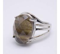 Adjustable Rings For Women, Adjustable Crystal Ring Silver Four Claws Multi-Faceted Oval Labradorite Stone Adjustable Open Ring Eternity Ring Charm Jewelry Gifts For Men Women