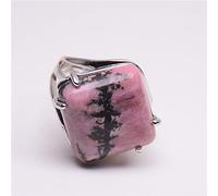 Adjustable Rings For Women, Adjustable Crystal Ring Silver Square Line Rhodonite Stone Adjustable Open Ring Eternity Ring Charm Jewelry Gifts For Men Women