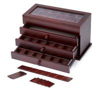 Adjustable Rock Display Case - Rock Collection Box - Crystal Storage Organizer - Mineral Display - Dark-Finish Shadow Box with Shelves - Gemstone Storage (Standard with Drawers)