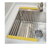 Adjustable Roll-Up Dish Drying Rack Expandable 1/2/4" (up to 21") Multi-Functional Sink Mat Foldable & Telescopic (1PC W25cm/9.8in)