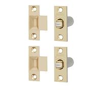Adjustable Roller Catch Spring Loaded Latch Lock for Internal Doors | Brass Plated | Pack of 2
