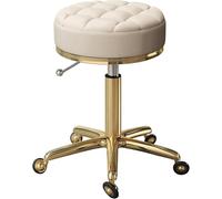 Adjustable Rolling Bar Stool with Wheels Hydraulic Lift Swivel Chair for Counter Makeup Salon Spa - Height 44-55 cm Durable 5-Claw Base (Apricot)