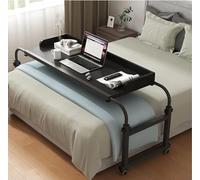 Adjustable Rolling Bed Table - Height & Length Adjustable Laptop Desk for Eating Writing and Working - Multi-Functional Rolling Desk (Black)