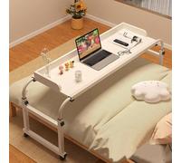 Adjustable Rolling Bedside Table - Mobile Over Bed Laptop Trolley for Computers, Fold Away Desk for Convenience and Space Saving