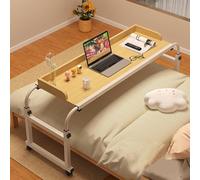 Adjustable Rolling Bedside Table - Mobile Over Bed Laptop Trolley for Computers, Fold Away Desk for Convenience and Space Saving