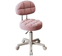 Adjustable Rolling Chair Round Makeup Stool for Girls' Room Home Office Vanity Comfortable Backrest Perfect for Living Room & Salon Pink