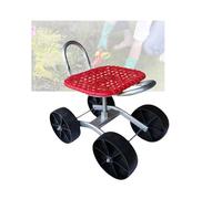 Adjustable Rolling Garden Stool with 4 Wheels, Height 22-36cm, 150kg Capacity, Perfect Gardening Helper for Orchards and Farms - Red Color