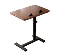 Adjustable Rolling Hospital Bedside Table Mobile Overbed Table with Reversible Top & Hidden Wheels Ideal for Home Hospitals Laptops Brass Finish