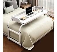 Adjustable Rolling Laptop Bed Tray Table for Hospital & Disabled Portable Over Bed Desk with Wheels Ideal for Work Study and Meals