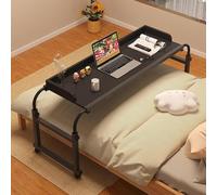 Adjustable Rolling Laptop Desk for Bedroom Office Black Lazy Multi Functional Overbed Table with Wheels Height and Width Adjustable Stretchable Mobility Table