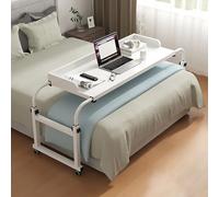 Adjustable Rolling Laptop Table for Queen & King Beds, Height & Length Adjustable, Bedside Desk for Eating & Working, Perfect for Home Office & Comfort