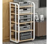 Adjustable Rolling o Rack 5Tier Turntable Stand CD Player Shelf for Home & Office Ste Sto Unit Modern White Design 50x42.5x110cm Perfect for Home Theater
