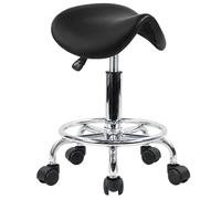Adjustable Rolling Saddle Stool Chair - Hydraulic Swivel PU Leather Bar Stool with Wheels for Dental, Medical, Salon, Lab, and Massage - Height 48-62cm