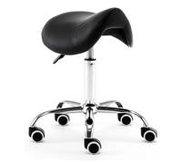 Adjustable Rolling Saddle Stool - PU Leather Swivel Salon Seat for Tattoo, Beauty, Lash, Massage, Dental Professionals