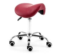 Adjustable Rolling Saddle Stool with Wheels, PU Leather Swivel Salon Seat for Tattoo, Beauty, Lash, Massage, and Dental Professionals