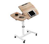 Adjustable Rolling Standing Desk with 90° Tilting Top Portable Sit-Stand Design 4 Lockable Wheels Cup Holder - Ideal for Home Office Bed Couch School Use