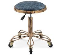 Adjustable Rolling Stool Chair Retro Heavy Duty Swivel Stool on Wheels for Kitchen Lab Office age Barber Shop Drafting Blue Color