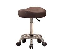 Adjustable Rolling Stool Chair with Wheels, 360° Swivel Saddle Stool for Hairstylists, Beauty Salons, Tattoo Artists, Height 48-58 cm, Brown Color
