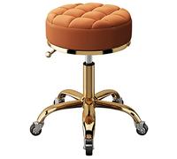 Adjustable Rolling Stool on Wheels Medical Beauty Salon Round Swivel Chair with SGS Air Lift Gold 5Star Base Height 4865 cm White Color