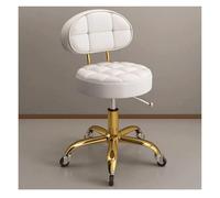 Adjustable Rolling Stool w/Back Support & Wheels Round Hydraulic Swivel Stool Chair Metal Titanium Gold Counter Work Stool for Beauty Salon Spa Tattoo Massage