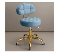 Adjustable Rolling Stool w/Back Support & Wheels Round Hydraulic Swivel Stool Chair Metal Titanium Gold Counter Work Stool for Beauty Salon Spa Tattoo Massage