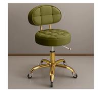 Adjustable Rolling Stool w/Back Support & Wheels Round Hydraulic Swivel Stool Chair Metal Titanium Gold Counter Work Stool for Beauty Salon Spa Tattoo Massage