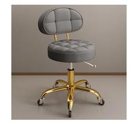 Adjustable Rolling Stool w/Back Support & Wheels Round Hydraulic Swivel Stool Chair Metal Titanium Gold Counter Work Stool for Beauty Salon Spa Tattoo Massage