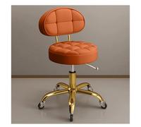 Adjustable Rolling Stool w/Back Support & Wheels Round Hydraulic Swivel Stool Chair Metal Titanium Gold Counter Work Stool for Beauty Salon Spa Tattoo Massage