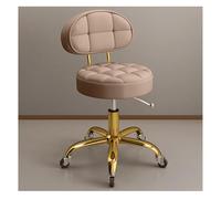 Adjustable Rolling Stool w/Back Support & Wheels Round Hydraulic Swivel Stool Chair Metal Titanium Gold Counter Work Stool for Beauty Salon Spa Tattoo Massage