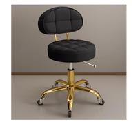 Adjustable Rolling Stool w/Back Support & Wheels Round Hydraulic Swivel Stool Chair Metal Titanium Gold Counter Work Stool for Beauty Salon Spa Tattoo Massage